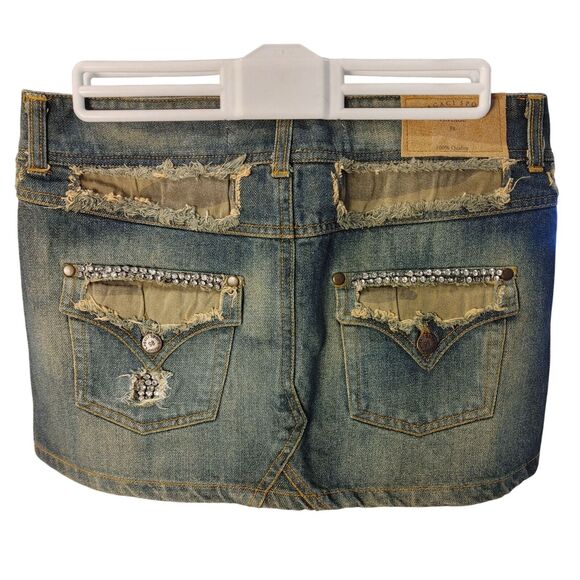 Lagaci Sport Women's Blue Denim Jean Mini Skirt Small - Picture 2 of 3